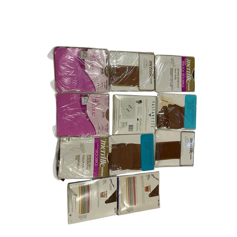 VTG Pantyhose Merville‎ Tights Lot of 11 Various Colors & Sizes